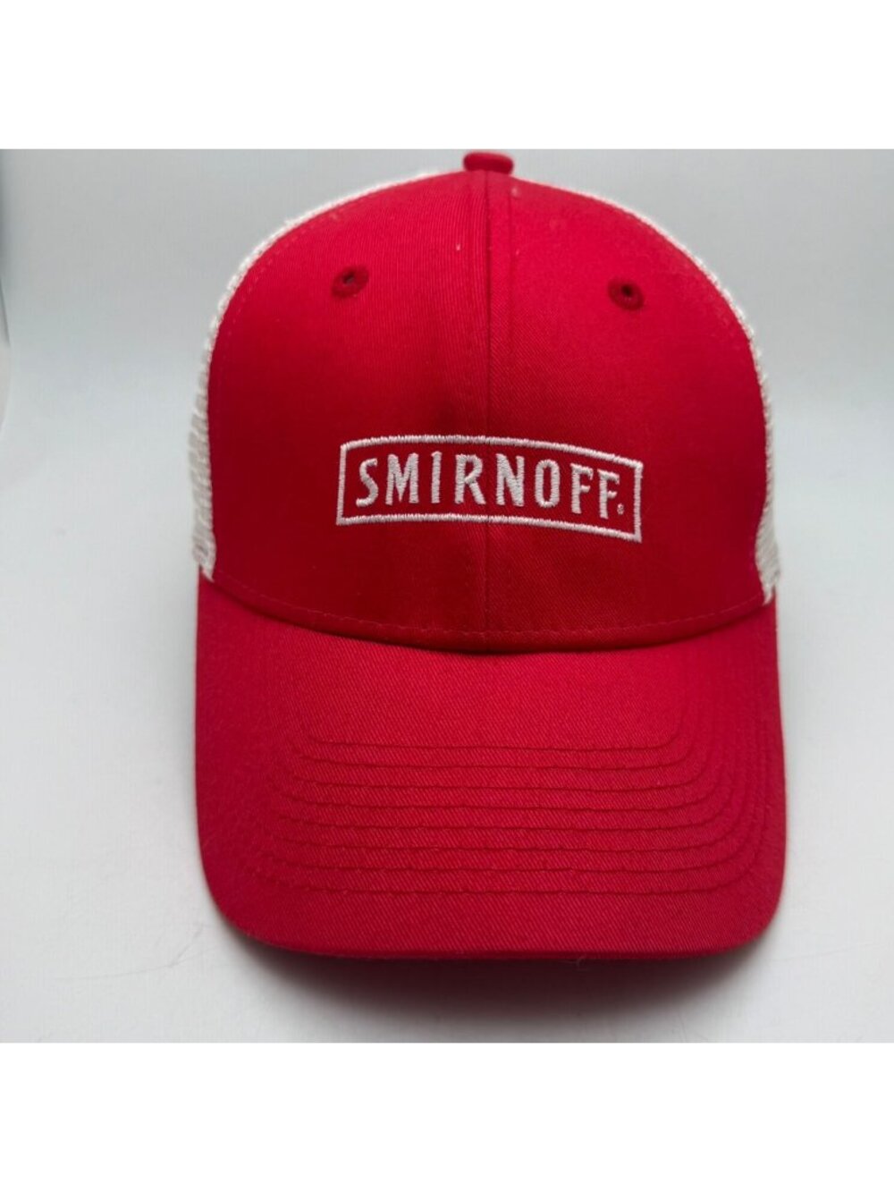 Smirnoff Trucker Hat Snapback Baseball Cap Red & White Mesh Adjustable Alcohol